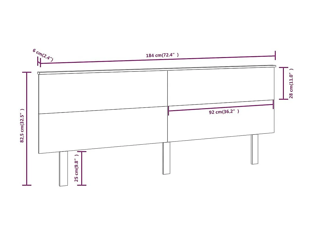 Tête de Lit | Panneau de tête pour lit Moderne 184x6x82,5 cm Bois massif de pin