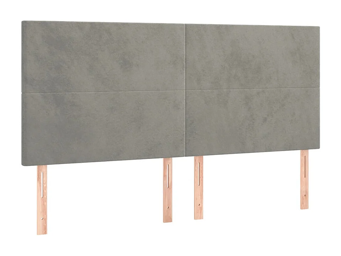 Tête de Lit | Panneau de tête pour lit Moderne à LED Gris clair 180x5x118/128 cm Velours
