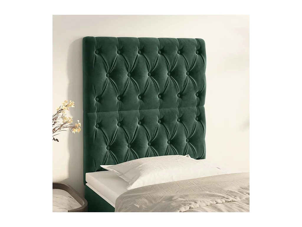 Têtes de lit | Panneaux de tête pour lit Moderne 2 pcs Vert foncé 80x7x78/88 cm Velours