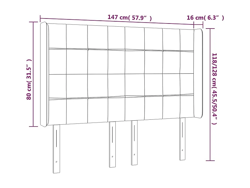 Tête de Lit | Panneau de tête pour lit Moderne avec oreilles Crème 147x16x118/128 cm Tissu