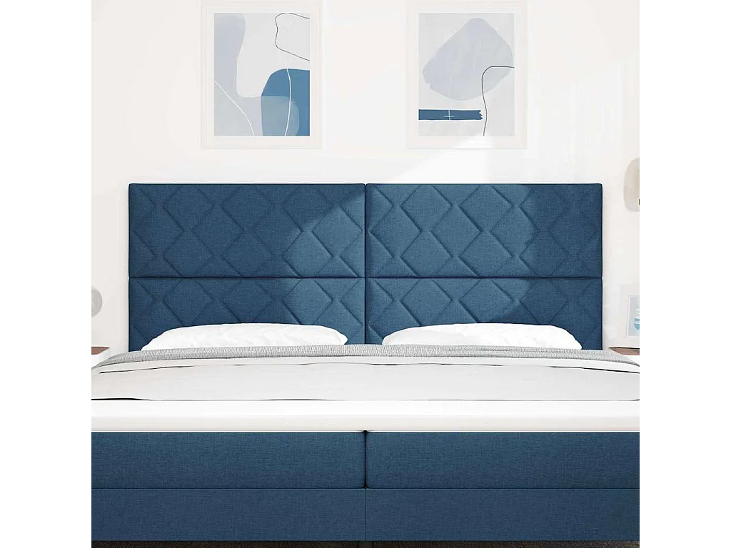 Tête de Lit | Panneau de tête pour lit Moderne en Tissu Geometric Manuel Bleu 200 cm tissu