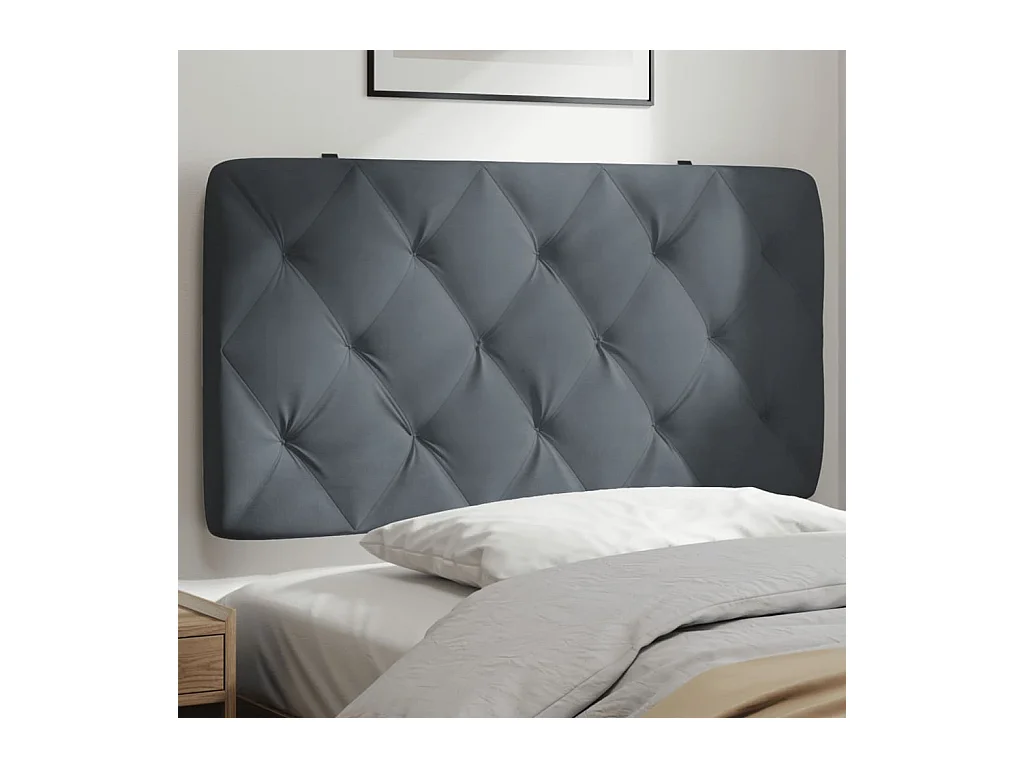 Tête de lit | Coussin de tête de lit | Tête de lit décoratif gris foncé 100 cm velours