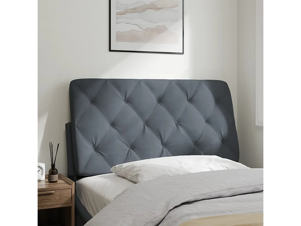 Tête de lit | Coussin de tête de lit | Tête de lit décoratif gris foncé 100 cm velours
