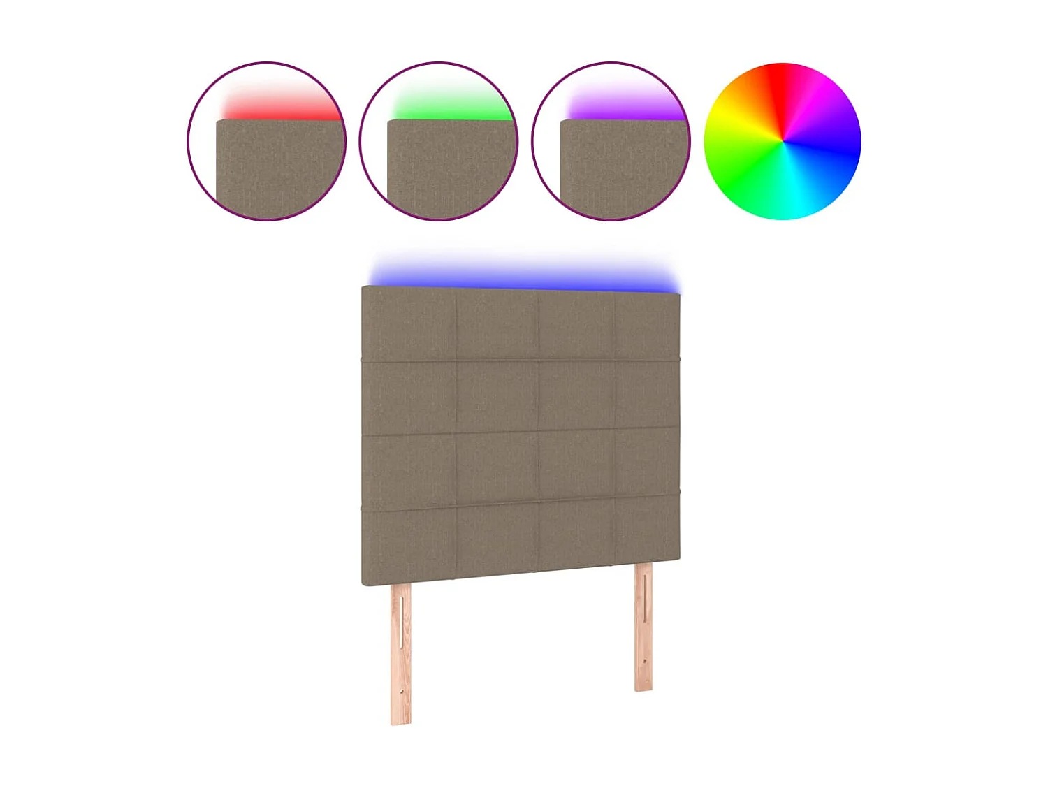 Hoofdbord | Hoofdeinde LED 100x5x118/128 cm stof taupe