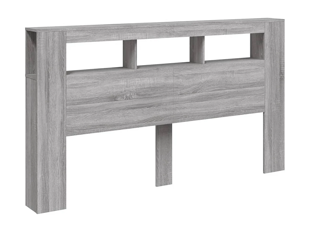 Mueble cabecero | Cabecero | Cabezal de cama LED madera ingeniería gris Sonoma 180x18,5x103,5 cm