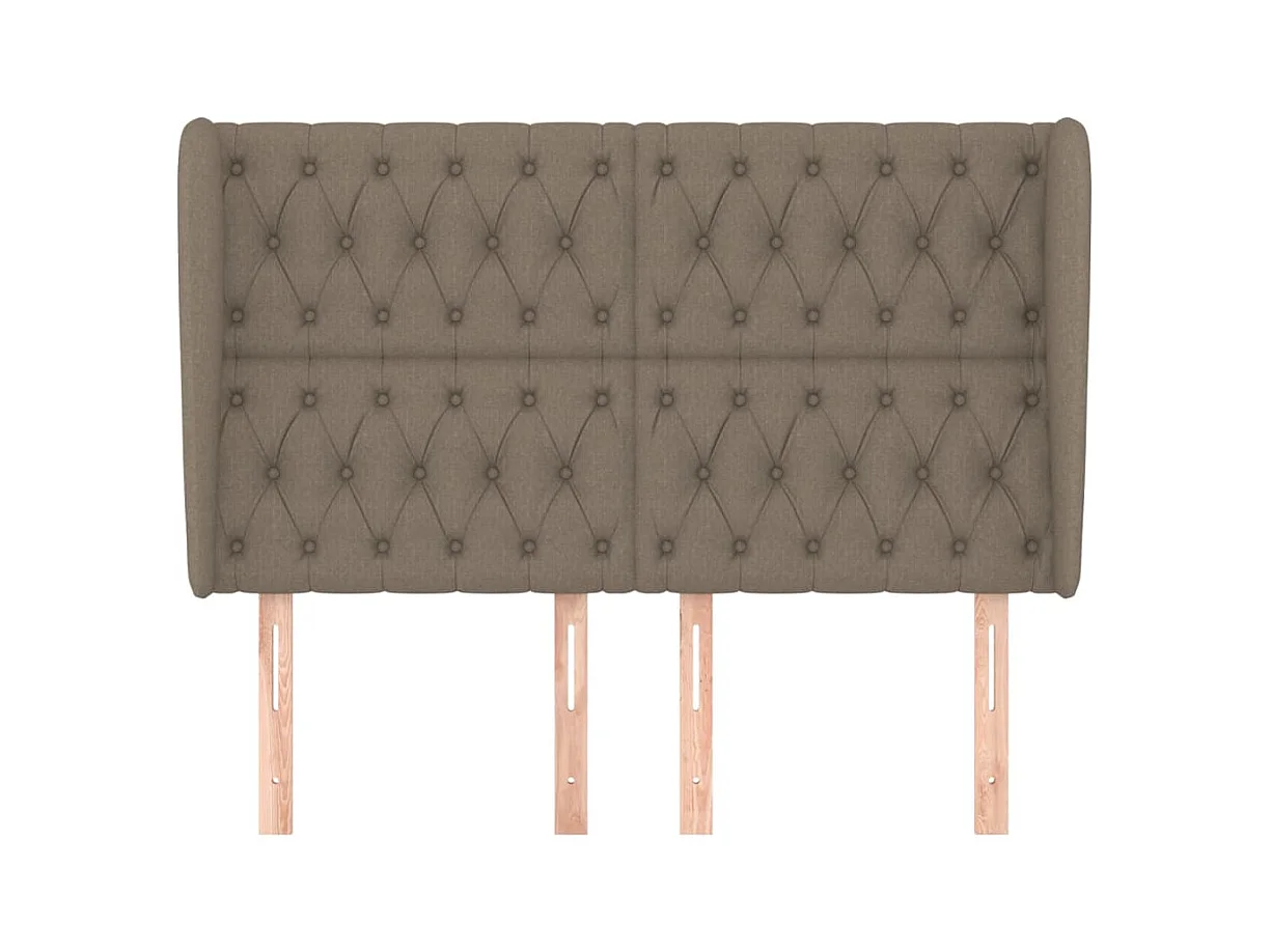 Cabecero | Cabezal de Cama | Mueble cabecero con orejas de tela gris taupe 147x23x118/128 cm