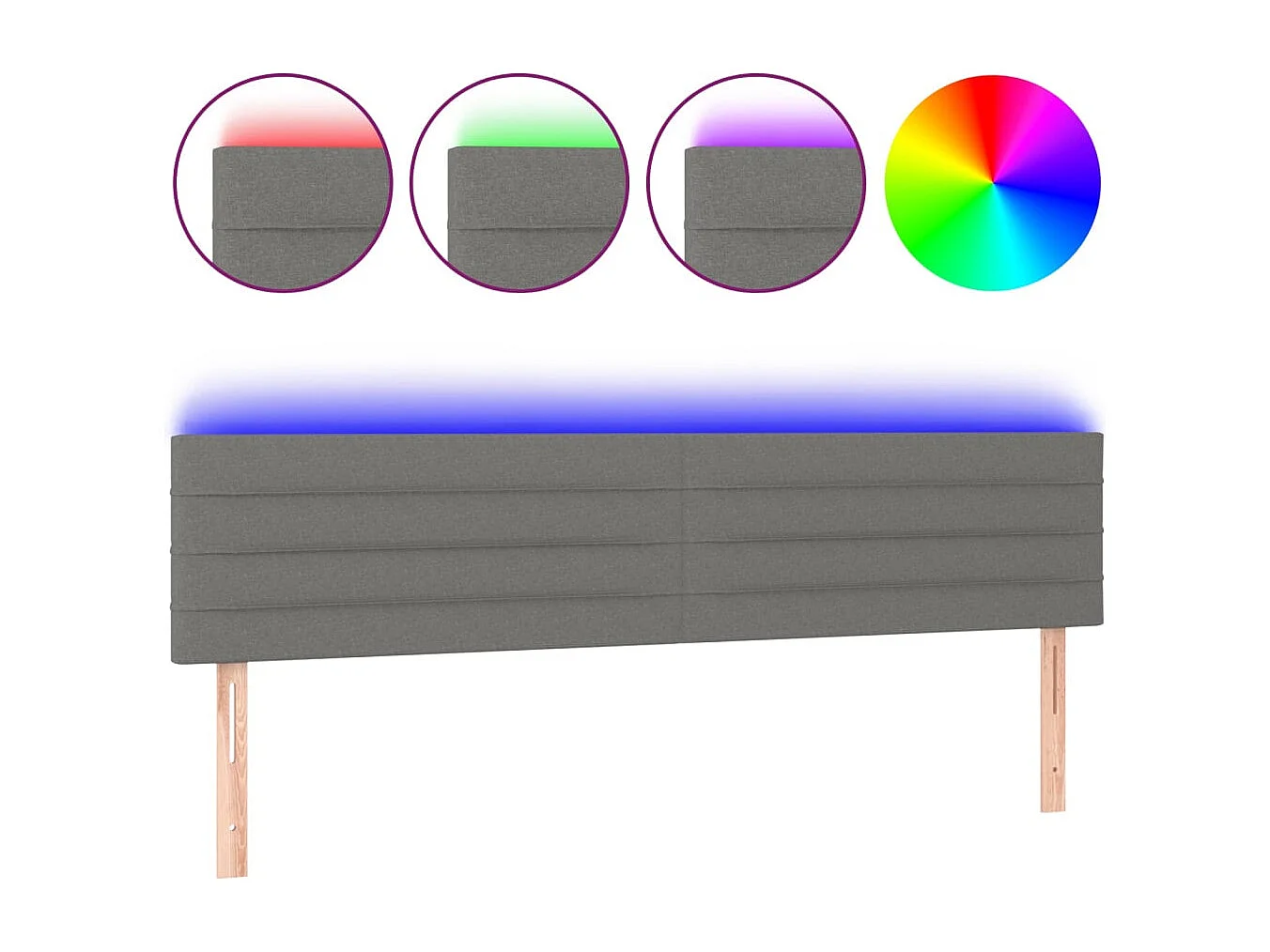 Tête de Lit | Panneau de tête pour lit Moderne à LED Gris foncé 160x5x78/88 cm Tissu