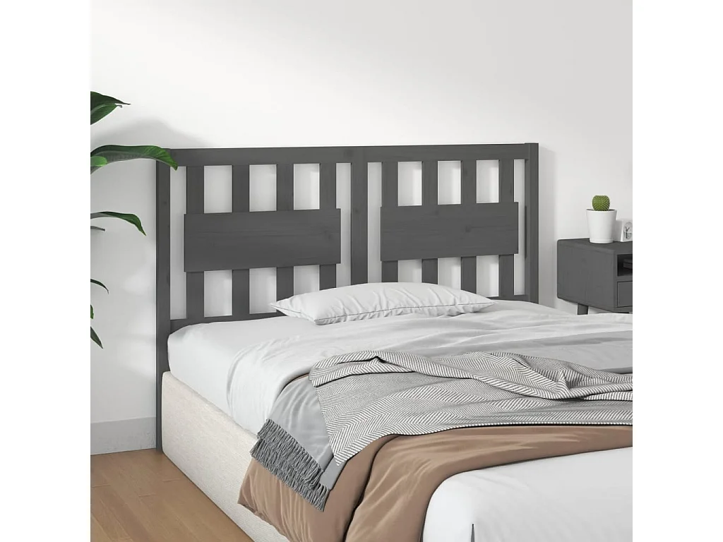 Cabecero de Cama | Cabezal de cama | Mueble de cabecero madera maciza de pino gris 125,5x4x100 cm