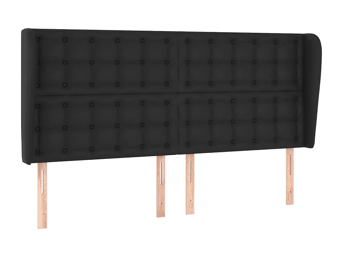 Tête de Lit | Panneau de tête pour lit Moderne avec oreilles Noir 203x23x118/128 cm Similicuir