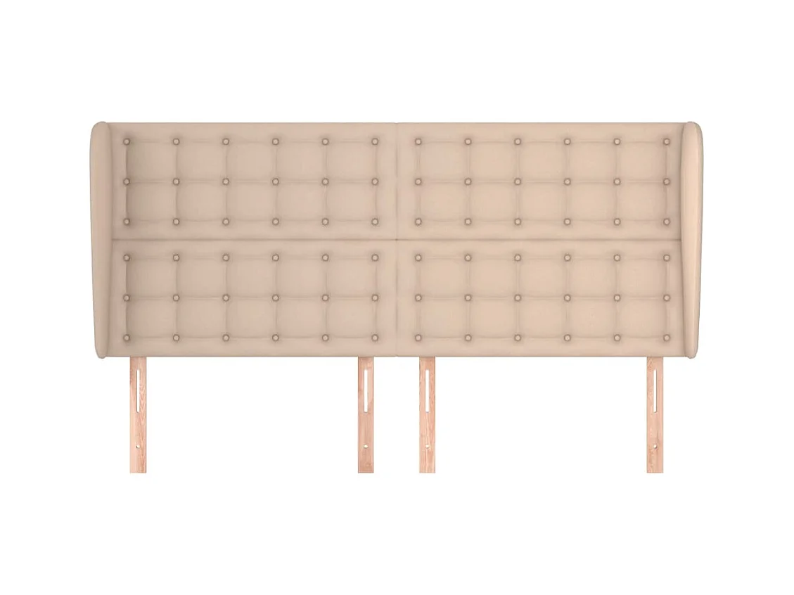 Cabecero | Cabezal de Cama | Mueble cabecero con orejas cuero sintético capuchino 163x23x118/128 cm