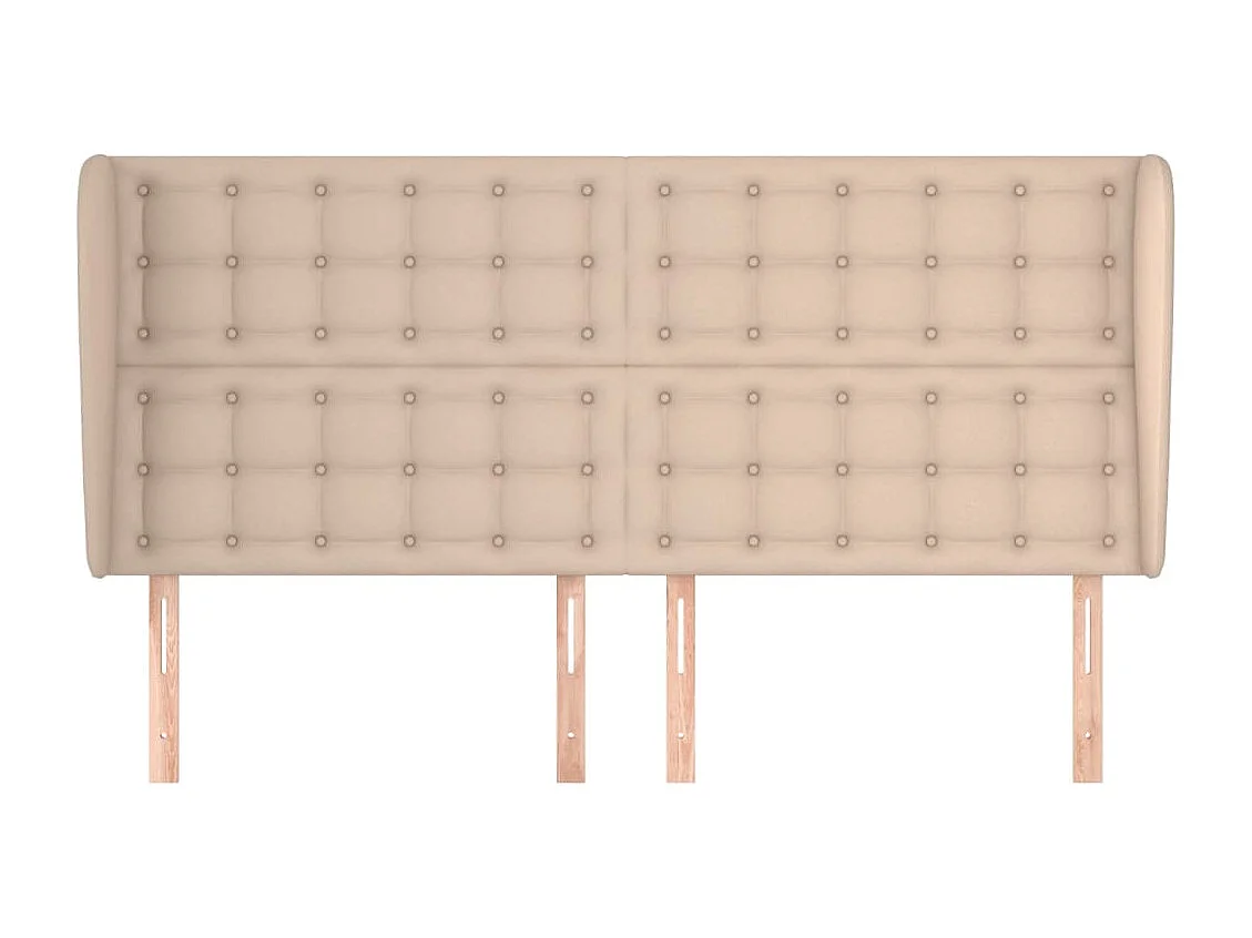 Cabecero | Cabezal de Cama | Mueble cabecero con orejas cuero sintético capuchino 163x23x118/128 cm