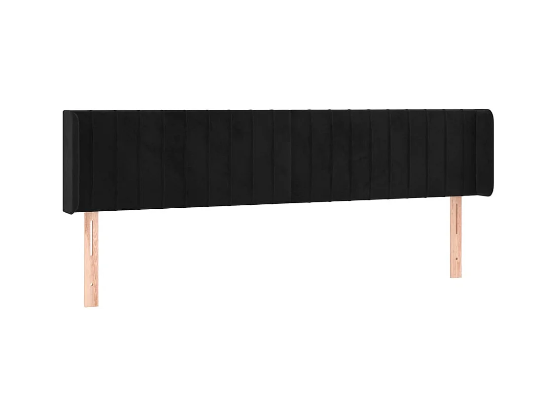 Cabecero | Cabezal de Cama | Mueble cabecero con LED de terciopelo negro 183x16x78/88 cm