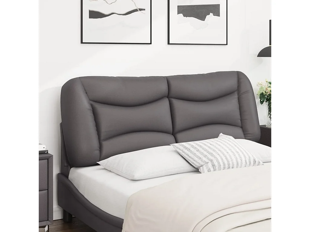 Tête de lit | Coussin de tête de lit | Tête de lit décoratif gris 140 cm similicuir