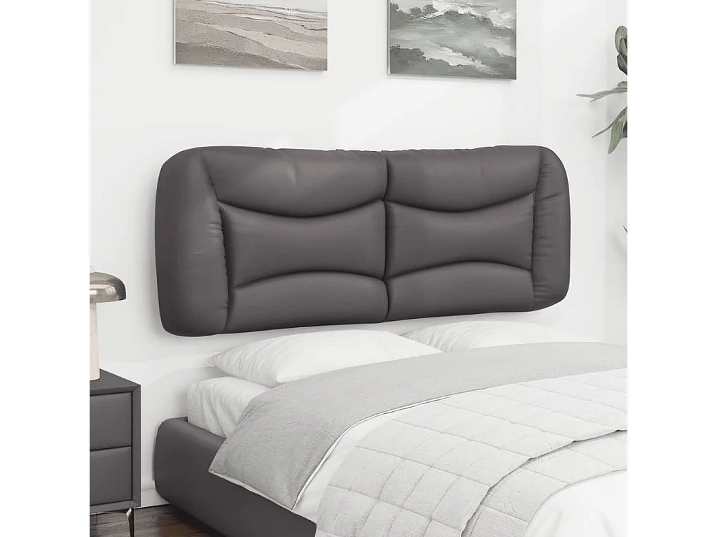 Tête de lit | Coussin de tête de lit | Tête de lit décoratif gris 140 cm similicuir