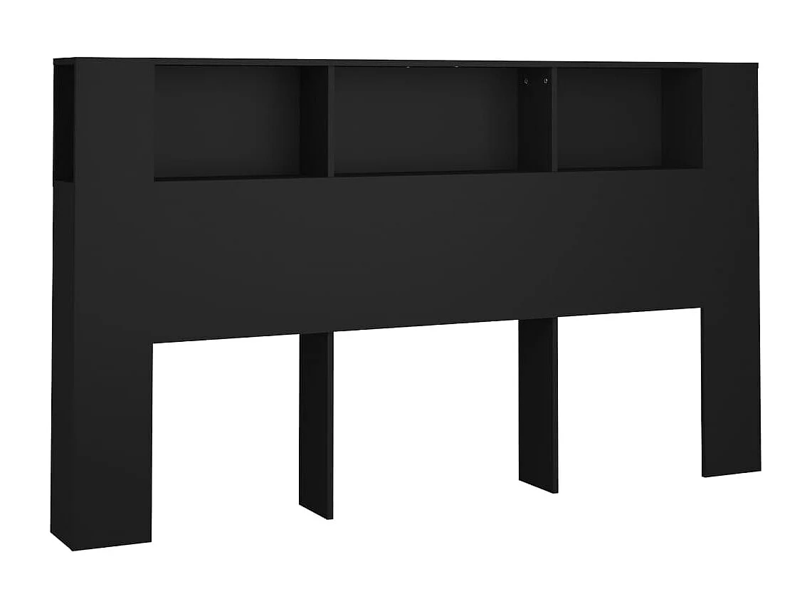 Tête de Lit avec rangement | Armoire de tête de lit Noir 180x18,5x104,5 cm
