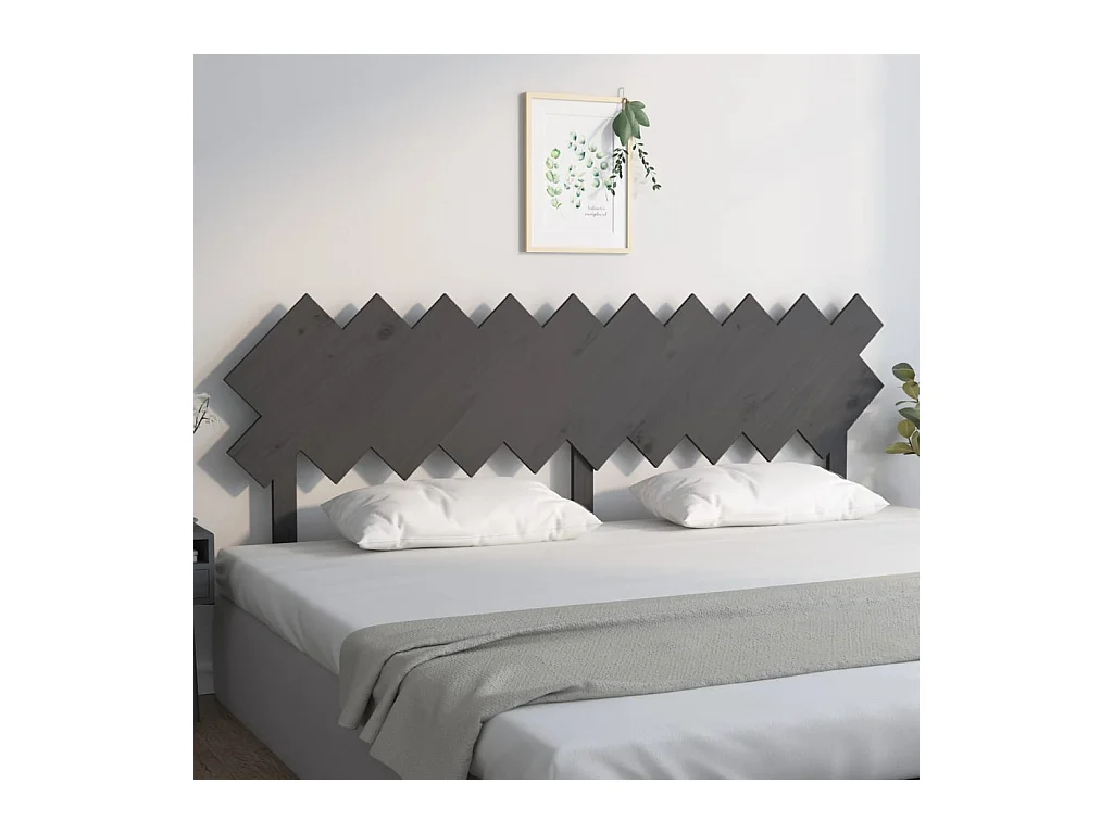 Cabecero de Cama | Cabezal de cama | Mueble de cabecero madera maciza de pino gris 196x3x80,5 cm