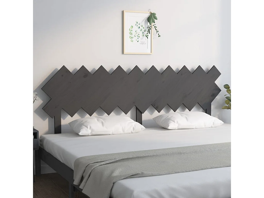 Tête de Lit | Panneau de tête pour lit Moderne Gris 196x3x80,5 cm Bois massif de pin