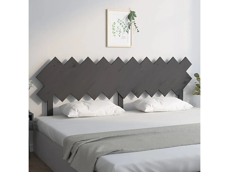 Tête de Lit | Panneau de tête pour lit Moderne Gris 196x3x80,5 cm Bois massif de pin