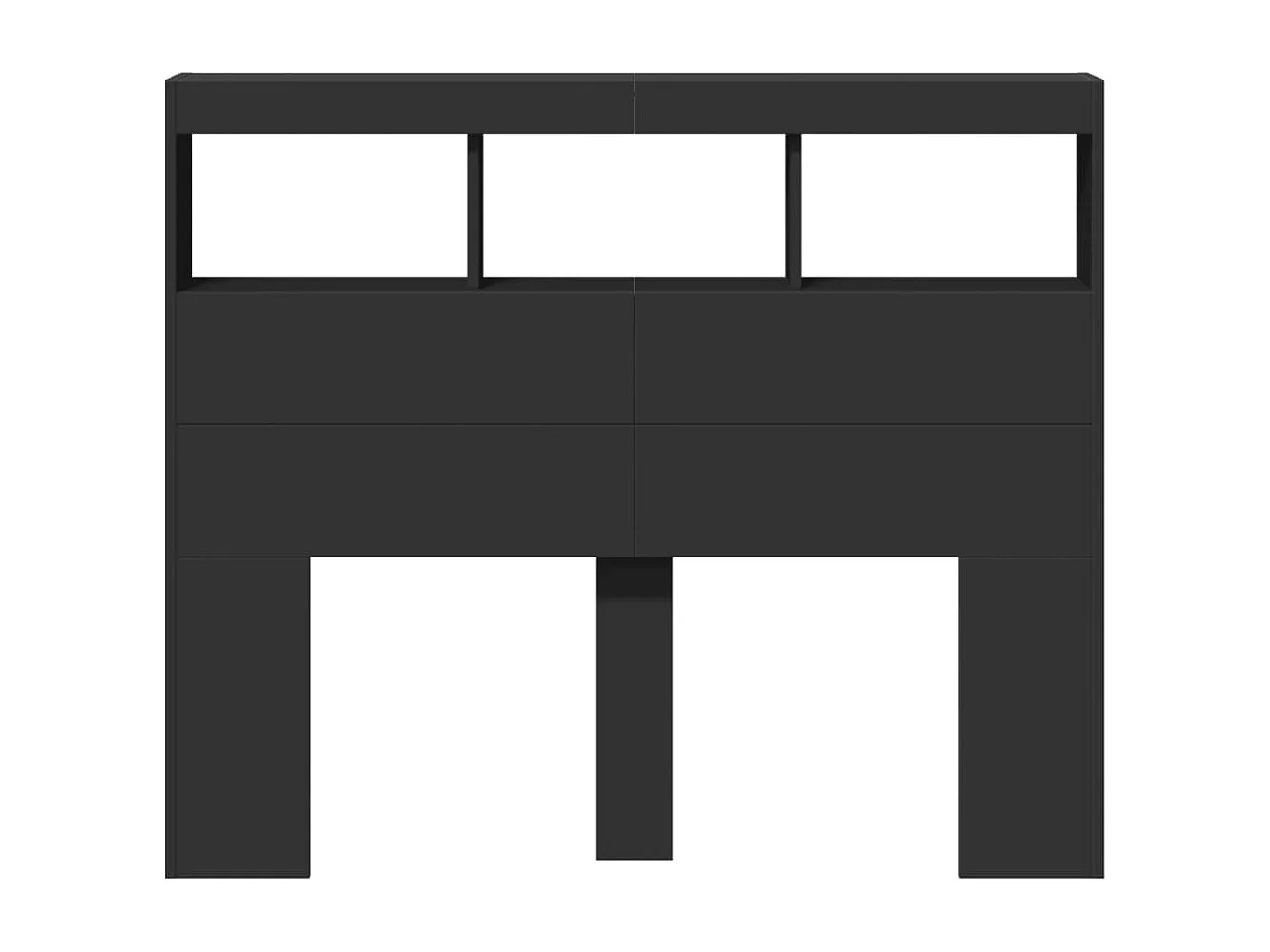 Cabecero de Cama | Cabezal de cama | Mueble de cabecero con LED negro 120x17x102 cm