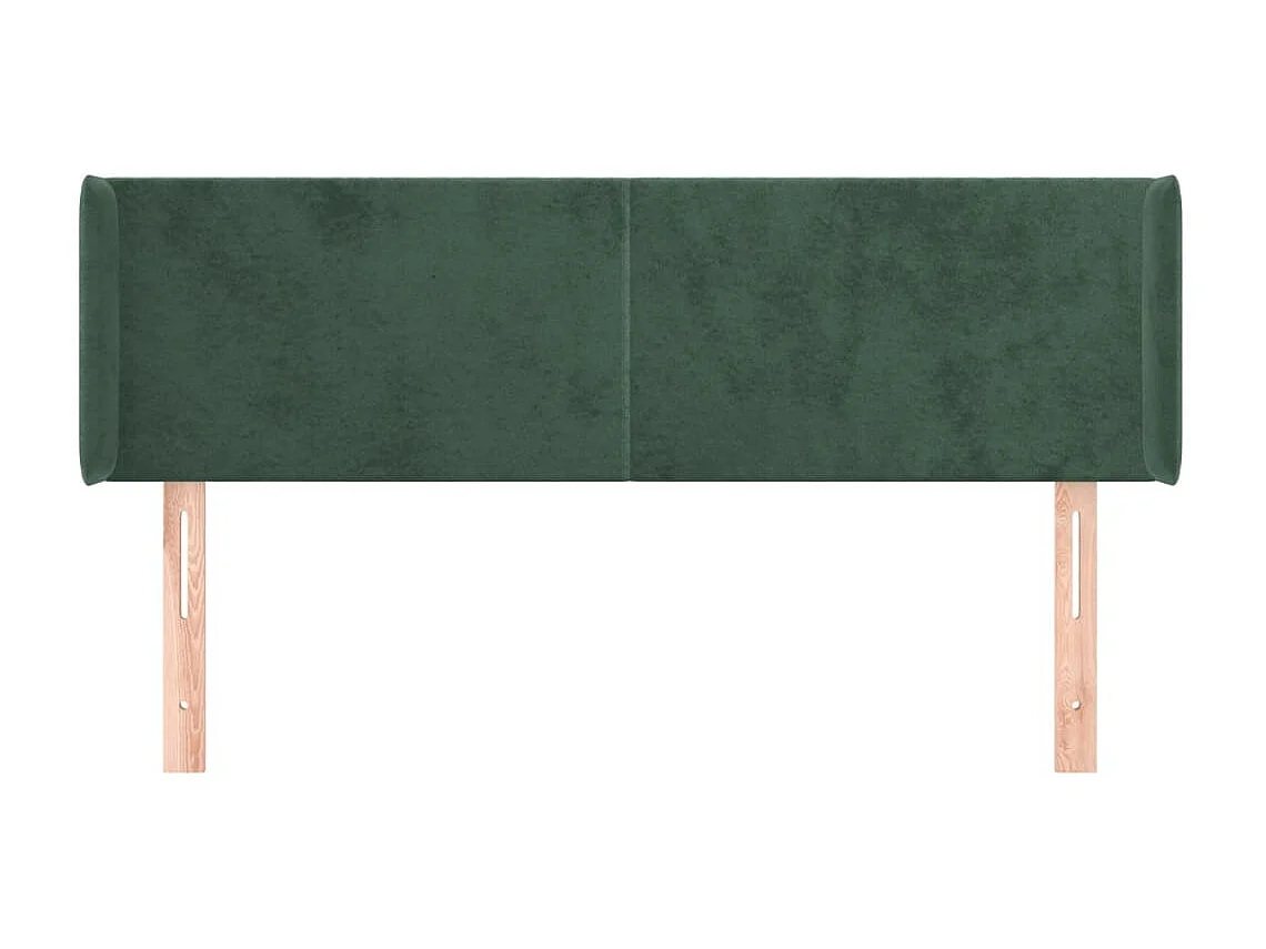 Tête de Lit | Panneau de tête pour lit Moderne avec oreilles Vert foncé 147x16x78/88 cm Velours