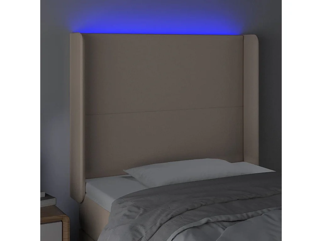 Tête de Lit | Panneau de tête pour lit Moderne à LED Cappuccino 83x16x118/128 cm Similicuir