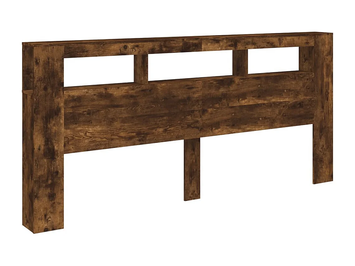 Tête de Lit | Panneau de tête pour lit Moderne à LED chêne fumé 220x18,5x103,5cm bois d'ingénierie