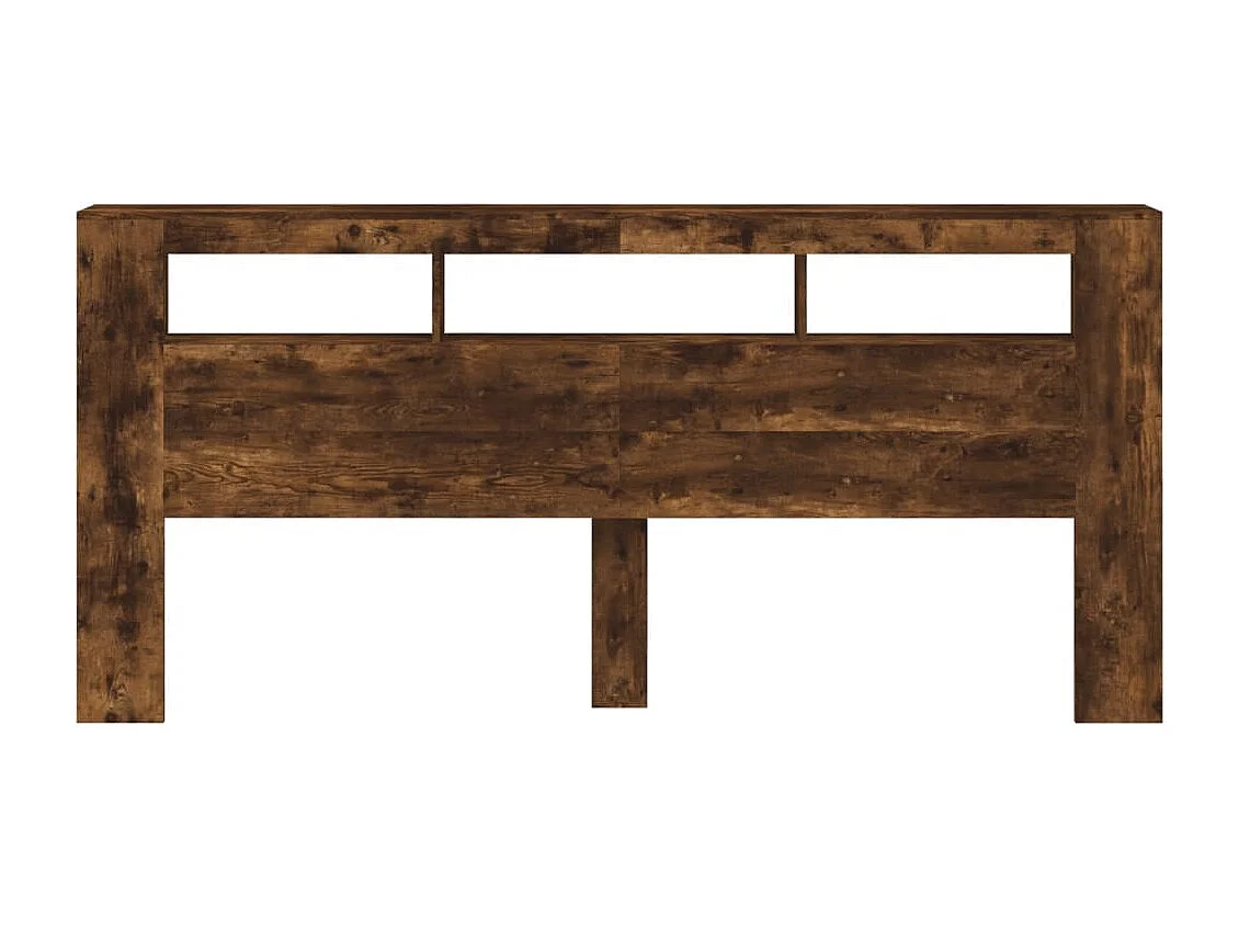 Tête de Lit | Panneau de tête pour lit Moderne à LED chêne fumé 220x18,5x103,5cm bois d'ingénierie