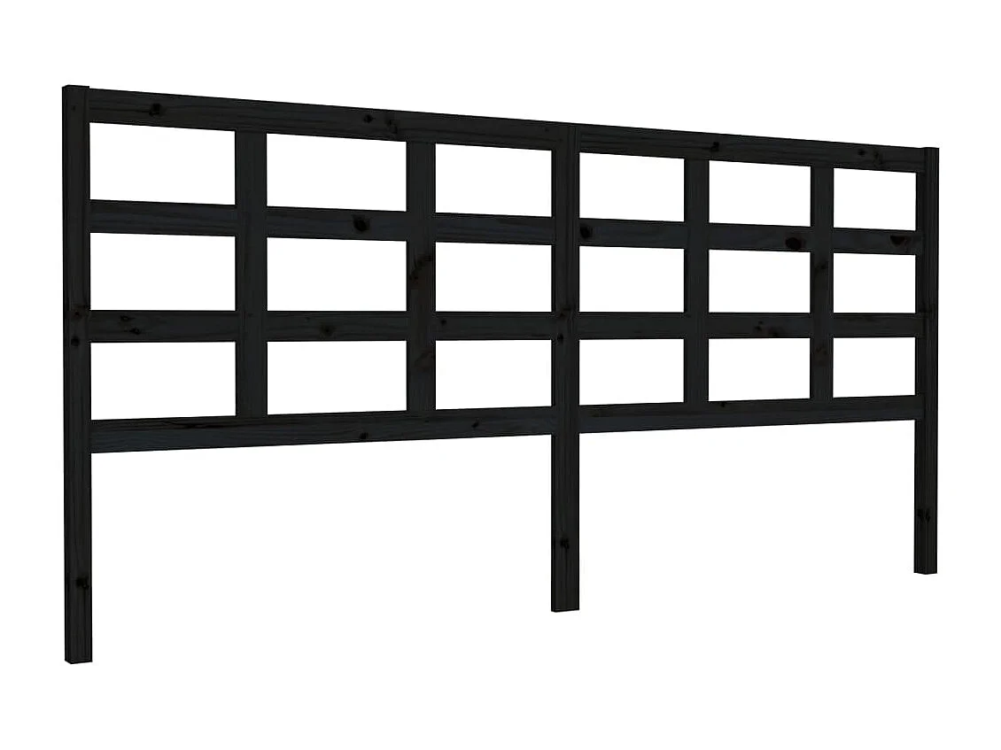 Tête de Lit | Panneau de tête pour lit Moderne Noir 205,5x4x100 cm Bois massif de pin