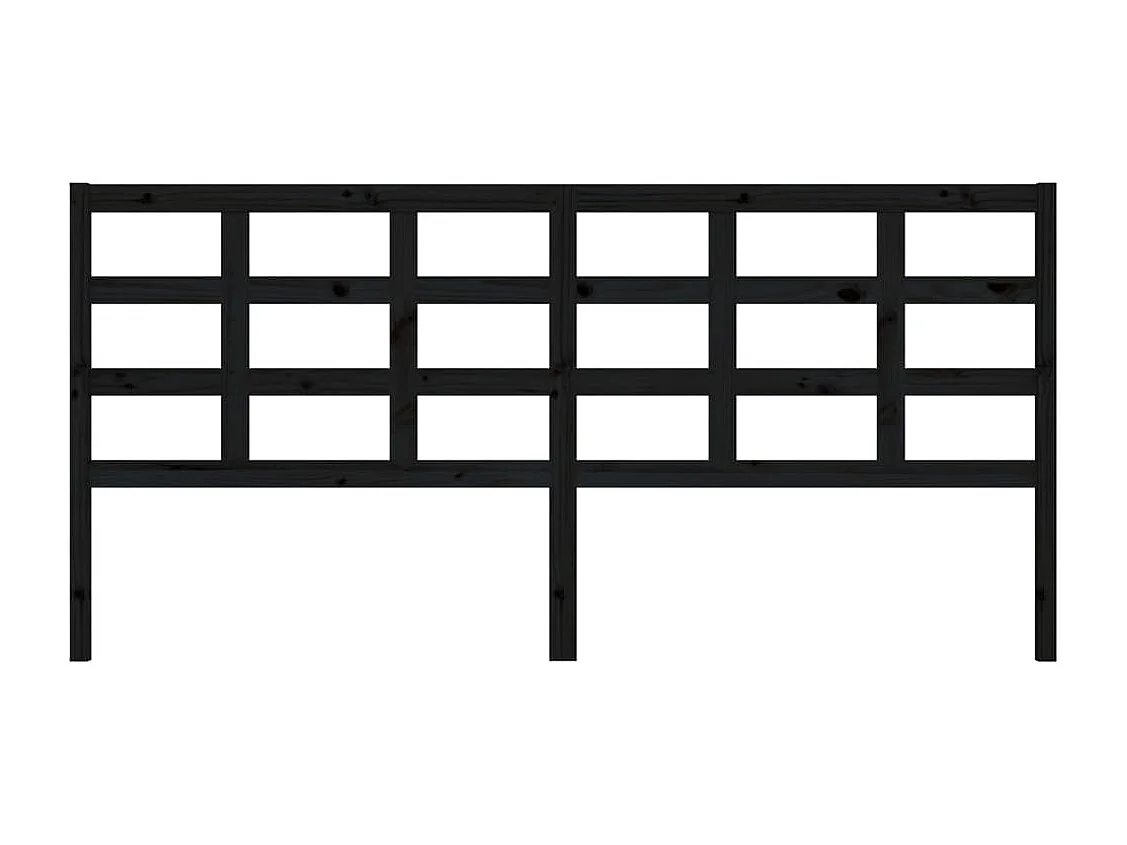 Tête de Lit | Panneau de tête pour lit Moderne Noir 205,5x4x100 cm Bois massif de pin