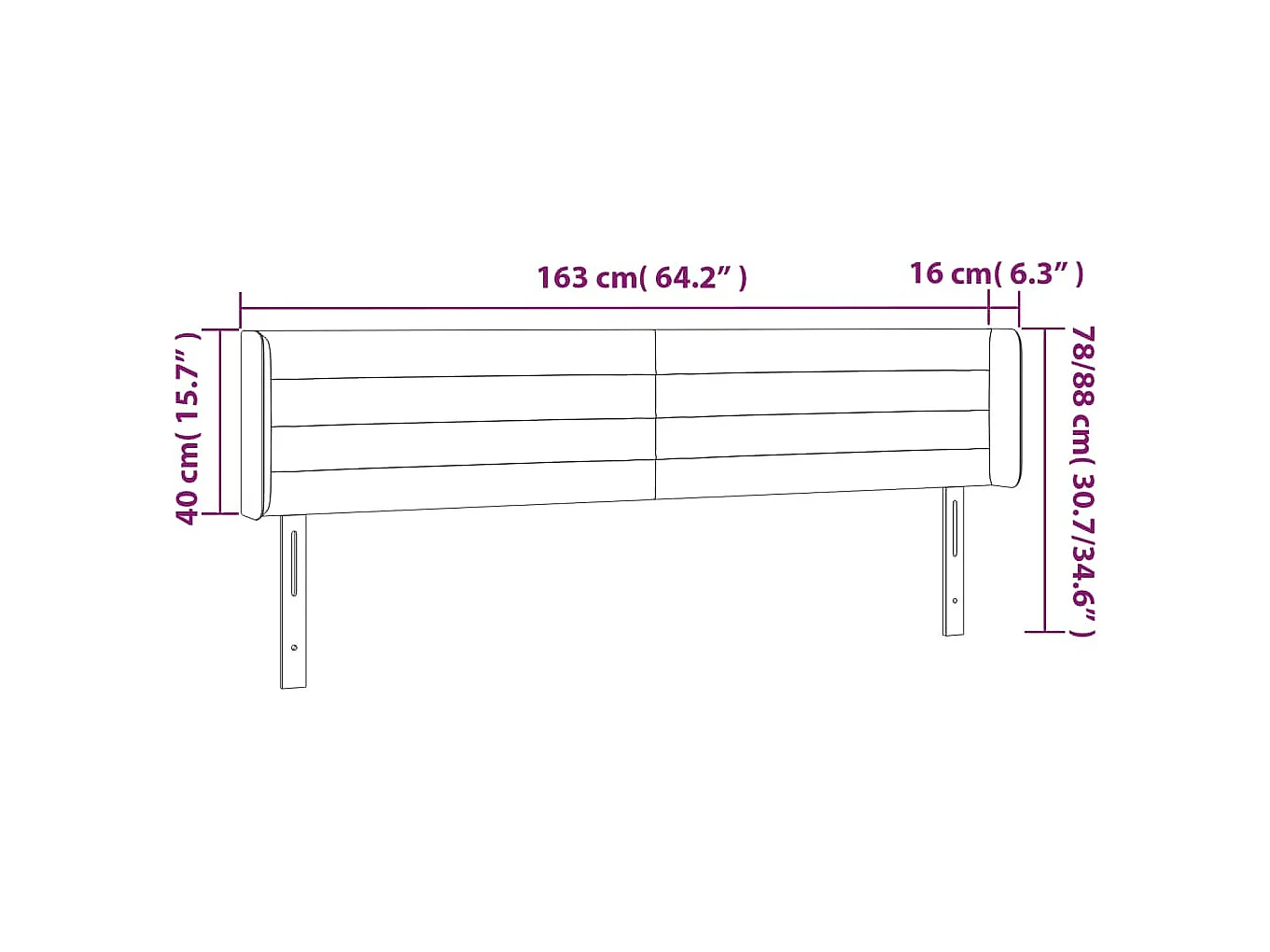 Tête de Lit | Panneau de tête pour lit Moderne à LED Vert foncé 163x16x78/88 cm Velours