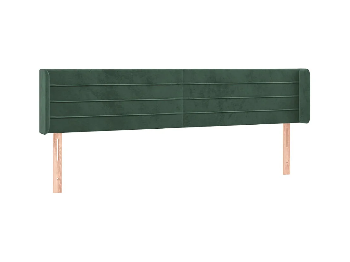 Tête de Lit | Panneau de tête pour lit Moderne à LED Vert foncé 163x16x78/88 cm Velours