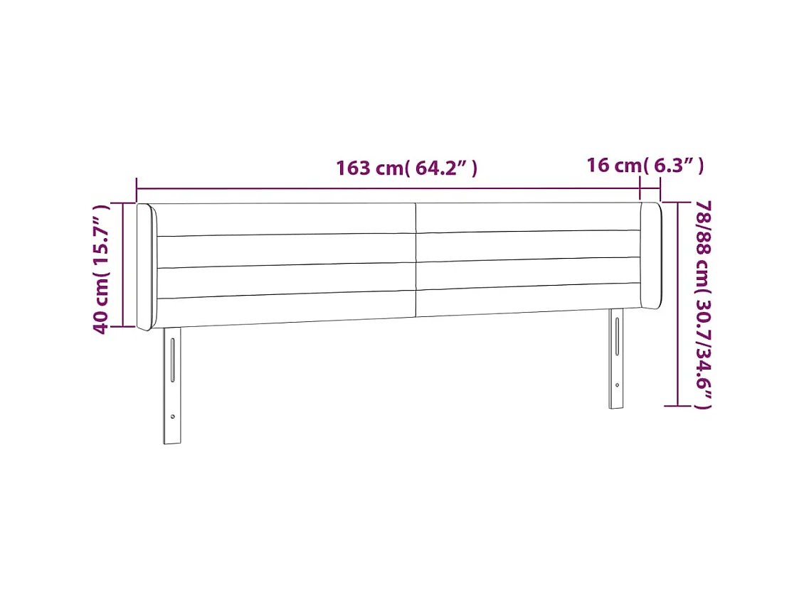 Tête de Lit | Panneau de tête pour lit Moderne à LED Vert foncé 163x16x78/88 cm Velours