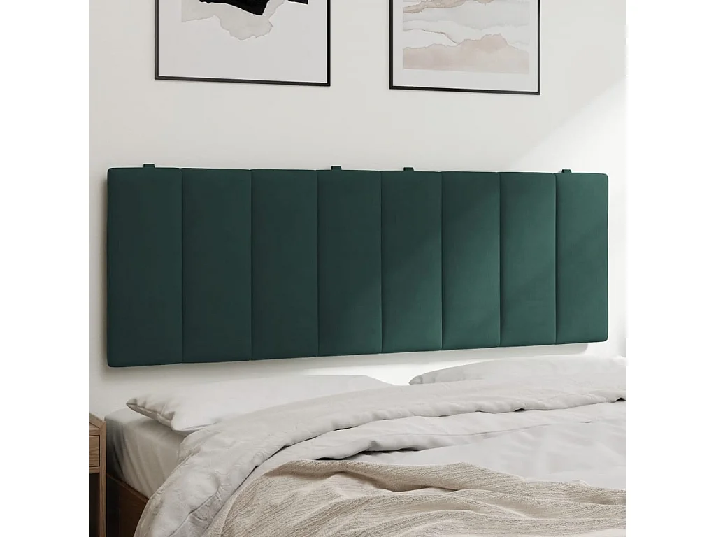 Cabecero de Cama | Cabezal de cama | Mueble de cabecero acolchado Hanko terciopelo verde oscuro 120 cm