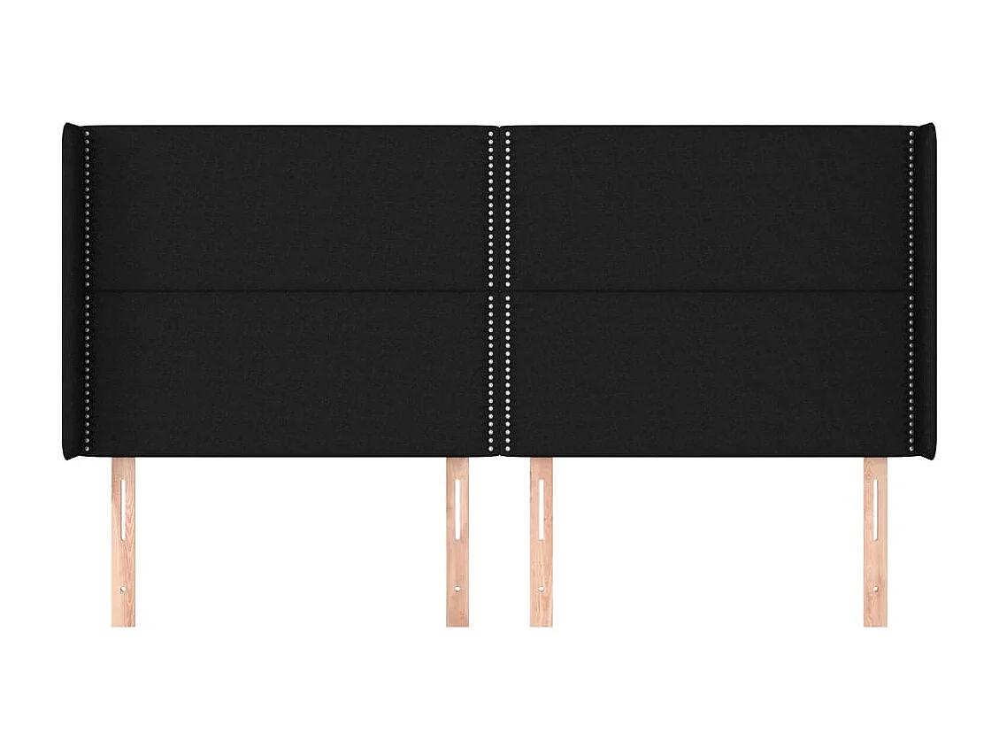 Tête de Lit | Panneau de tête pour lit Moderne avec oreilles Noir 183x16x118/128 cm Tissu