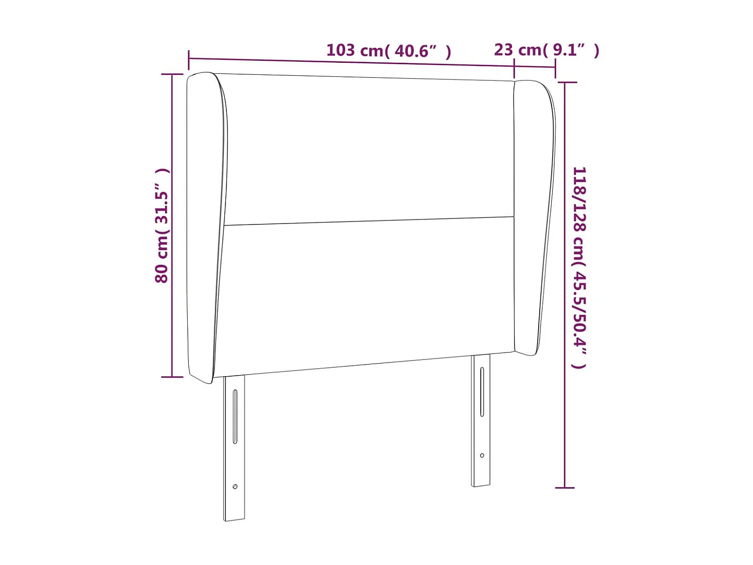 Tête de Lit | Panneau de tête pour lit Moderne avec oreilles Marron foncé 103x23x118/128 cm Tissu