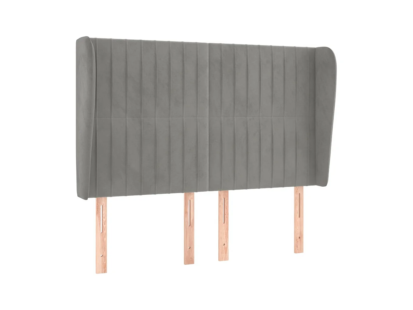 Cabecero | Cabezal de Cama | Mueble cabecero con orejas de terciopelo gris claro 147x23x118/128 cm