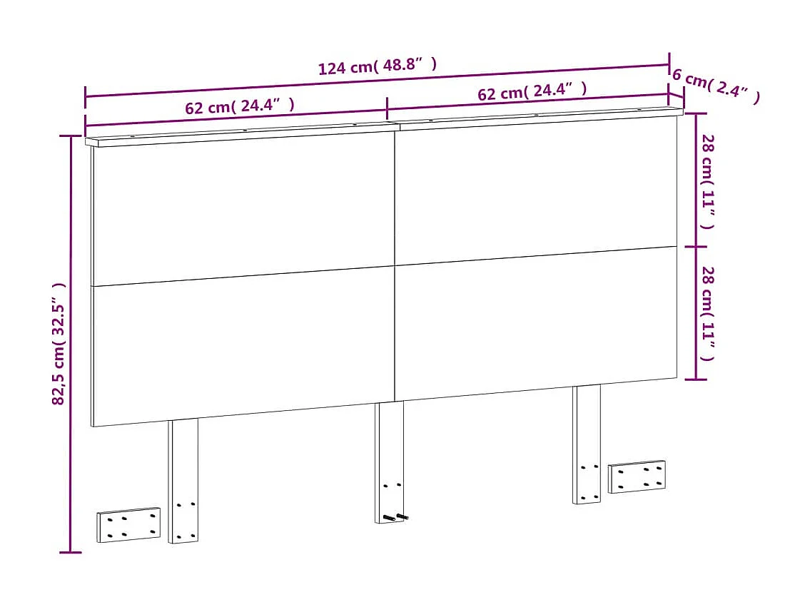 Hoofdbord | Hoofdeinde 120 cm massief grenenhout wasbruin