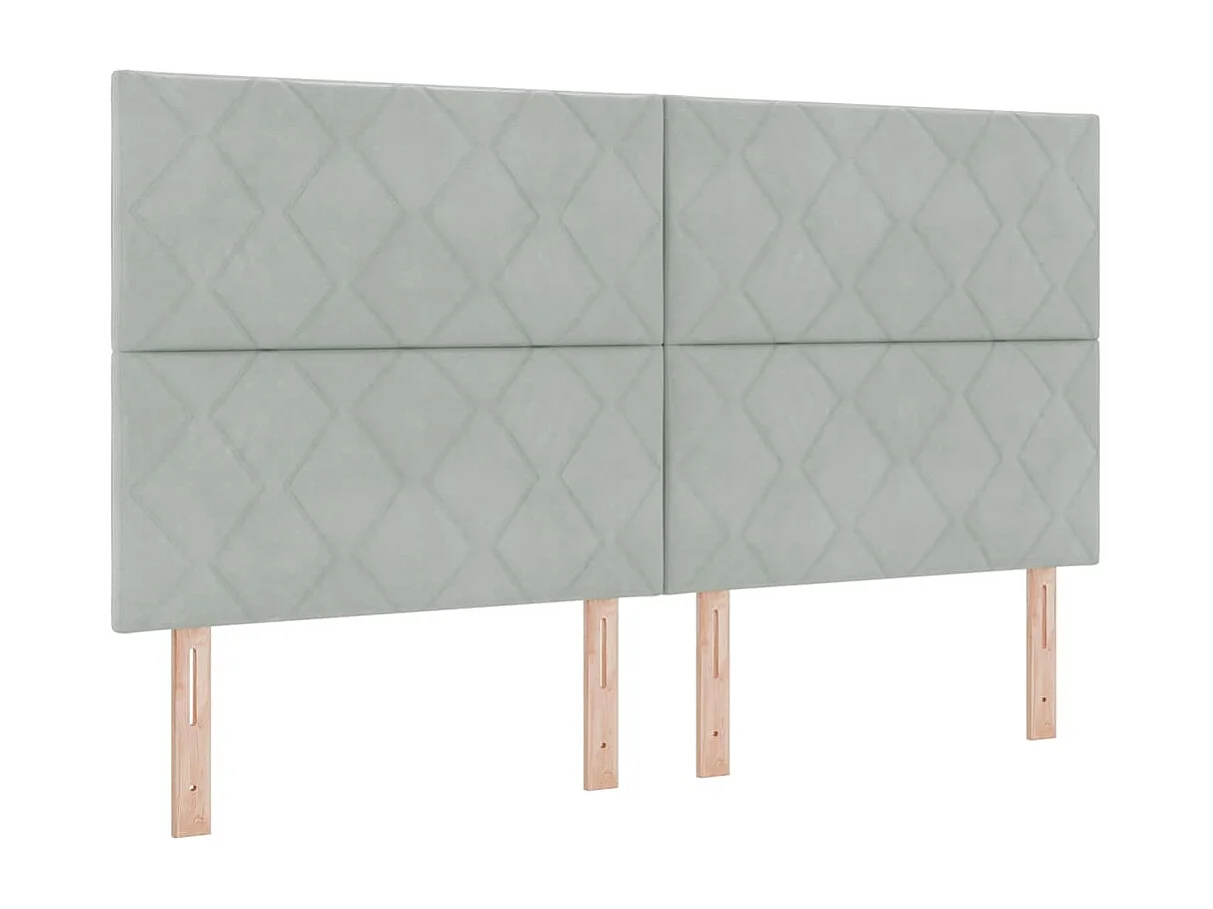 Tête de lit Montage mural | Panneau de tête pour lit Moderne  Géométrique Gris clair 180 cm Velours