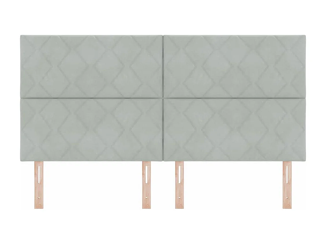 Tête de lit Montage mural | Panneau de tête pour lit Moderne  Géométrique Gris clair 180 cm Velours