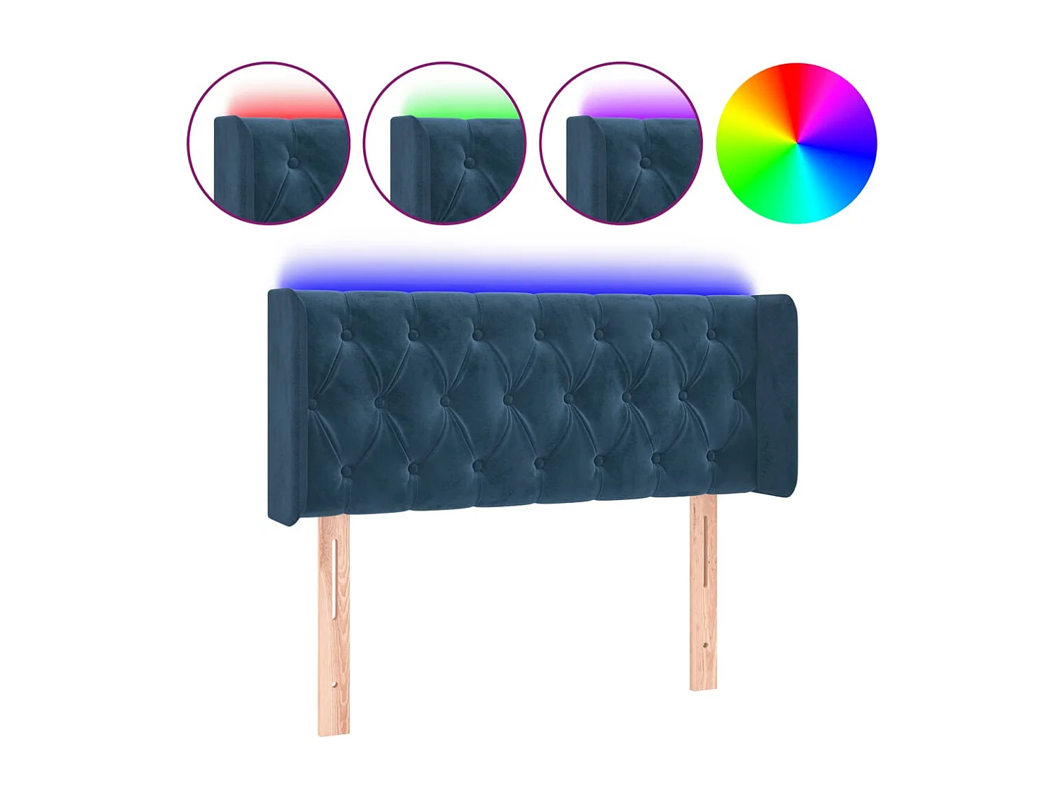 Hoofdbord | Hoofdeinde LED 103x16x78/88 cm fluweel donkerblauw