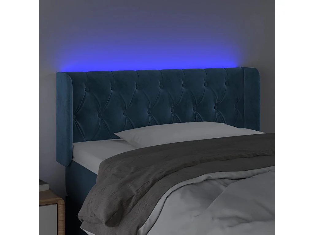 Hoofdbord | Hoofdeinde LED 103x16x78/88 cm fluweel donkerblauw