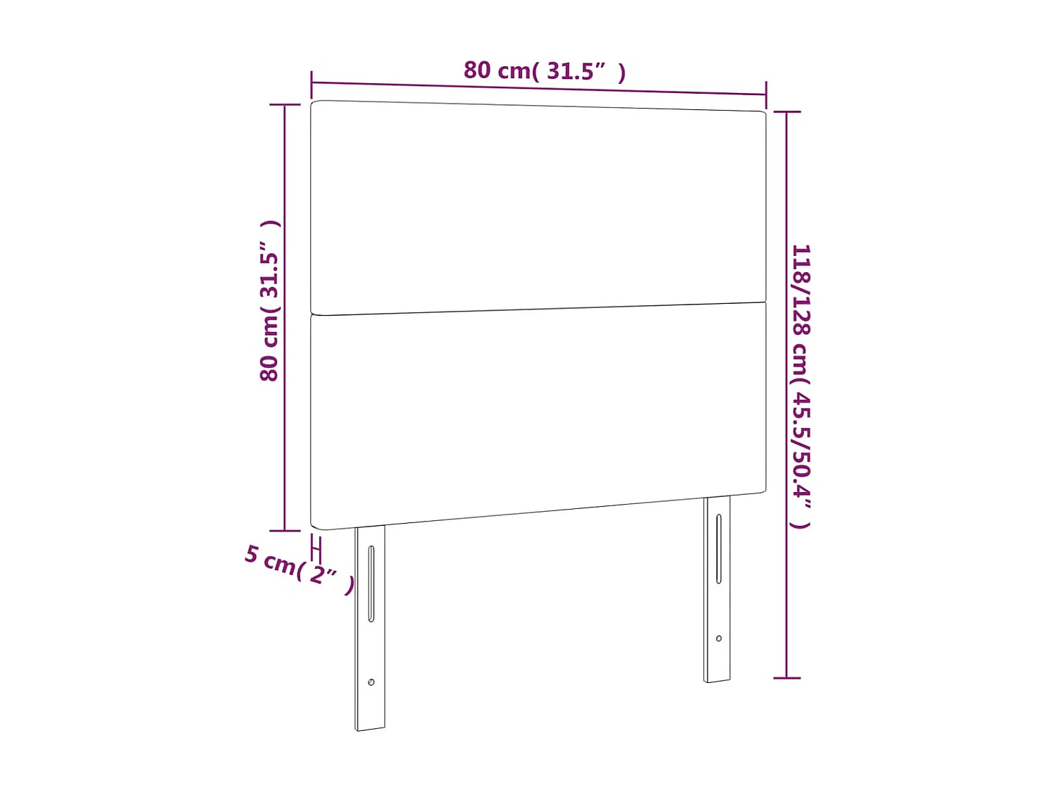 Hoofdbord | Hoofdeinde LED 80x5x118/128 cm fluweel donkergroen