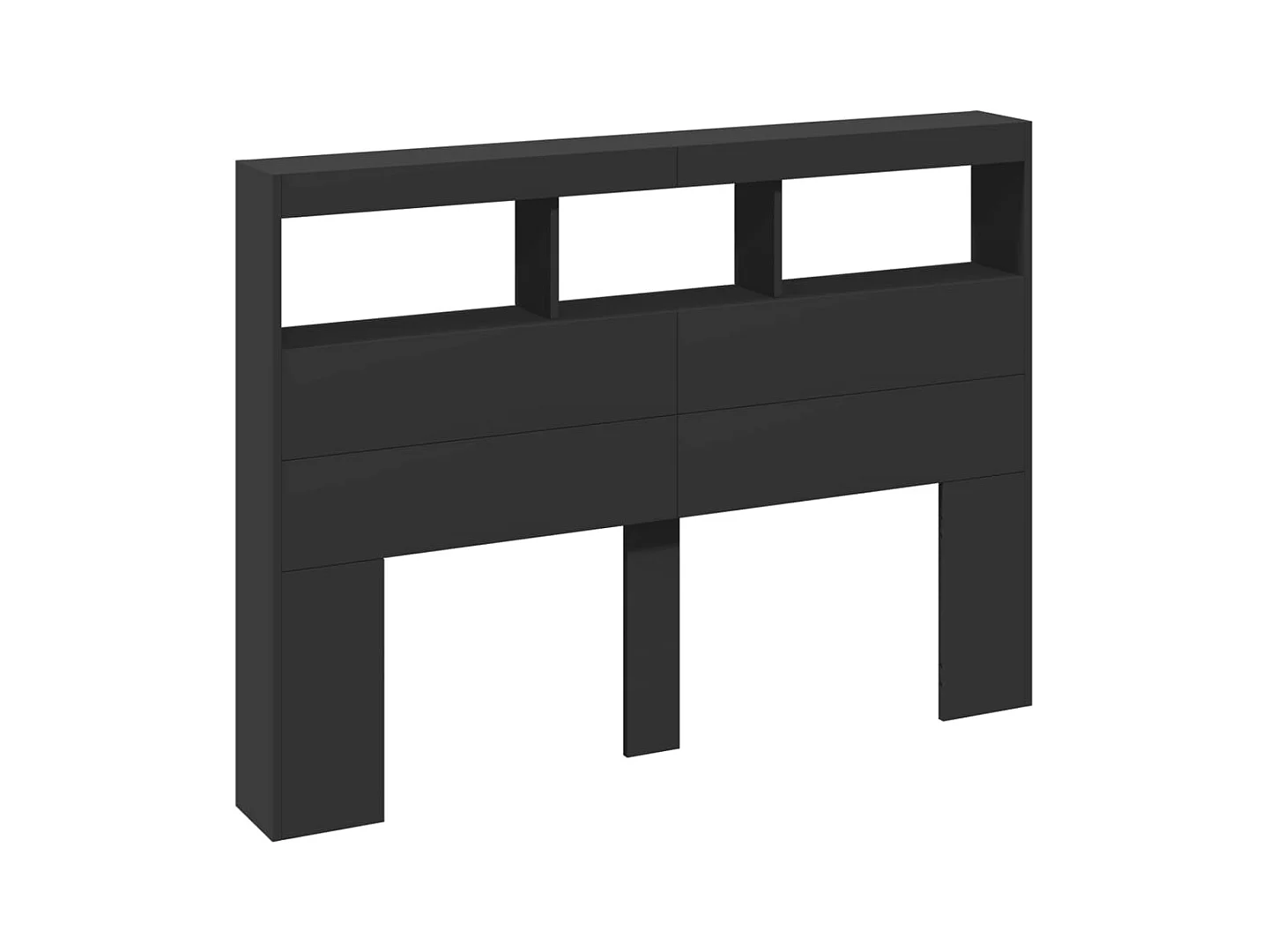 Cabecero de Cama | Cabezal de cama | Mueble de cabecero con LED negro 140x17x102 cm