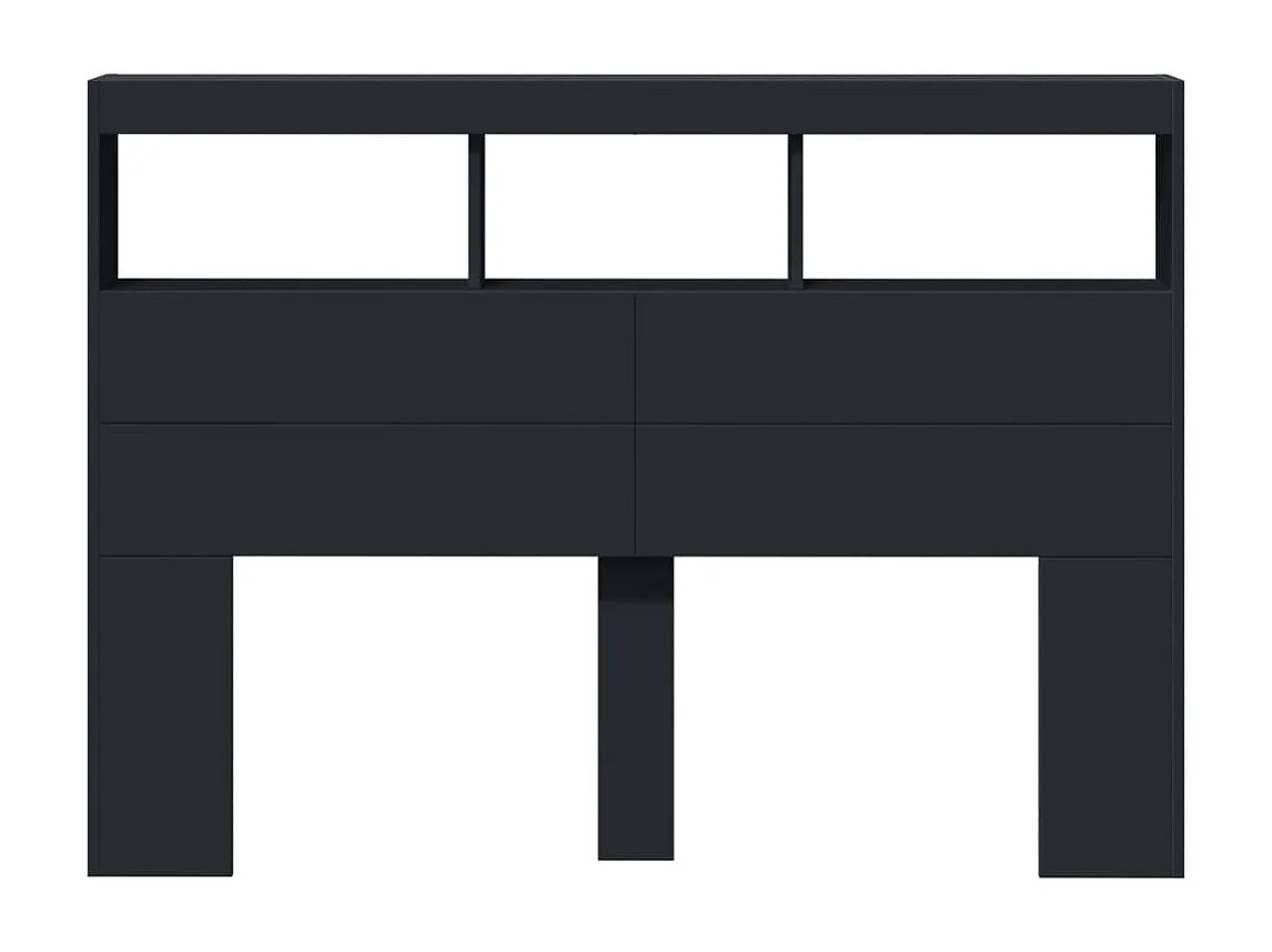 Cabecero de Cama | Cabezal de cama | Mueble de cabecero con LED negro 140x17x102 cm