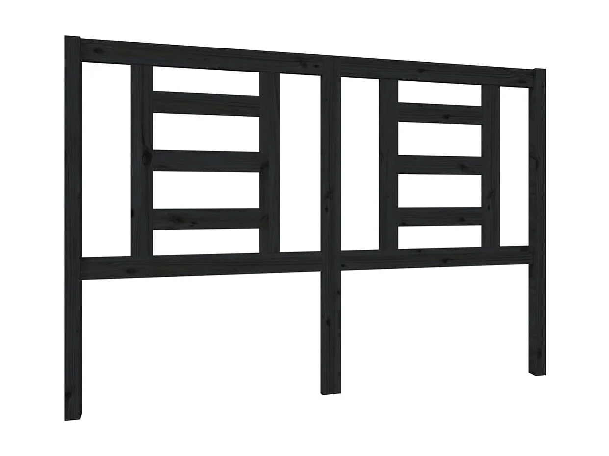 Tête de Lit | Panneau de tête pour lit Moderne Noir 146x4x100 cm Bois massif de pin