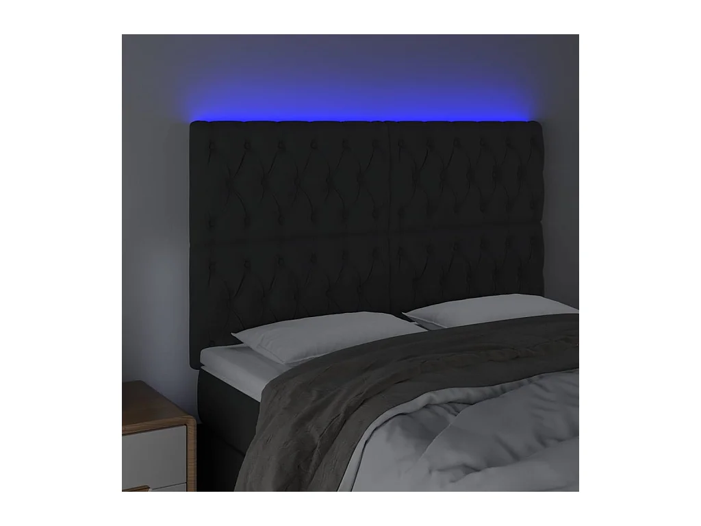 Cabecero | Cabezal de Cama | Mueble cabecero con luces LED terciopelo negro 160x7x118/128 cm