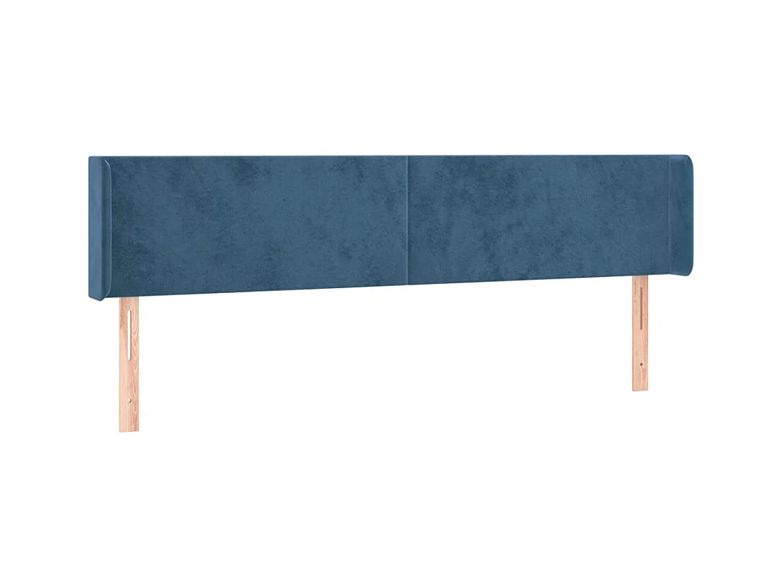 Cabecero | Cabezal de Cama | Mueble cabecero con LED de terciopelo azul oscuro 183x16x78/88 cm