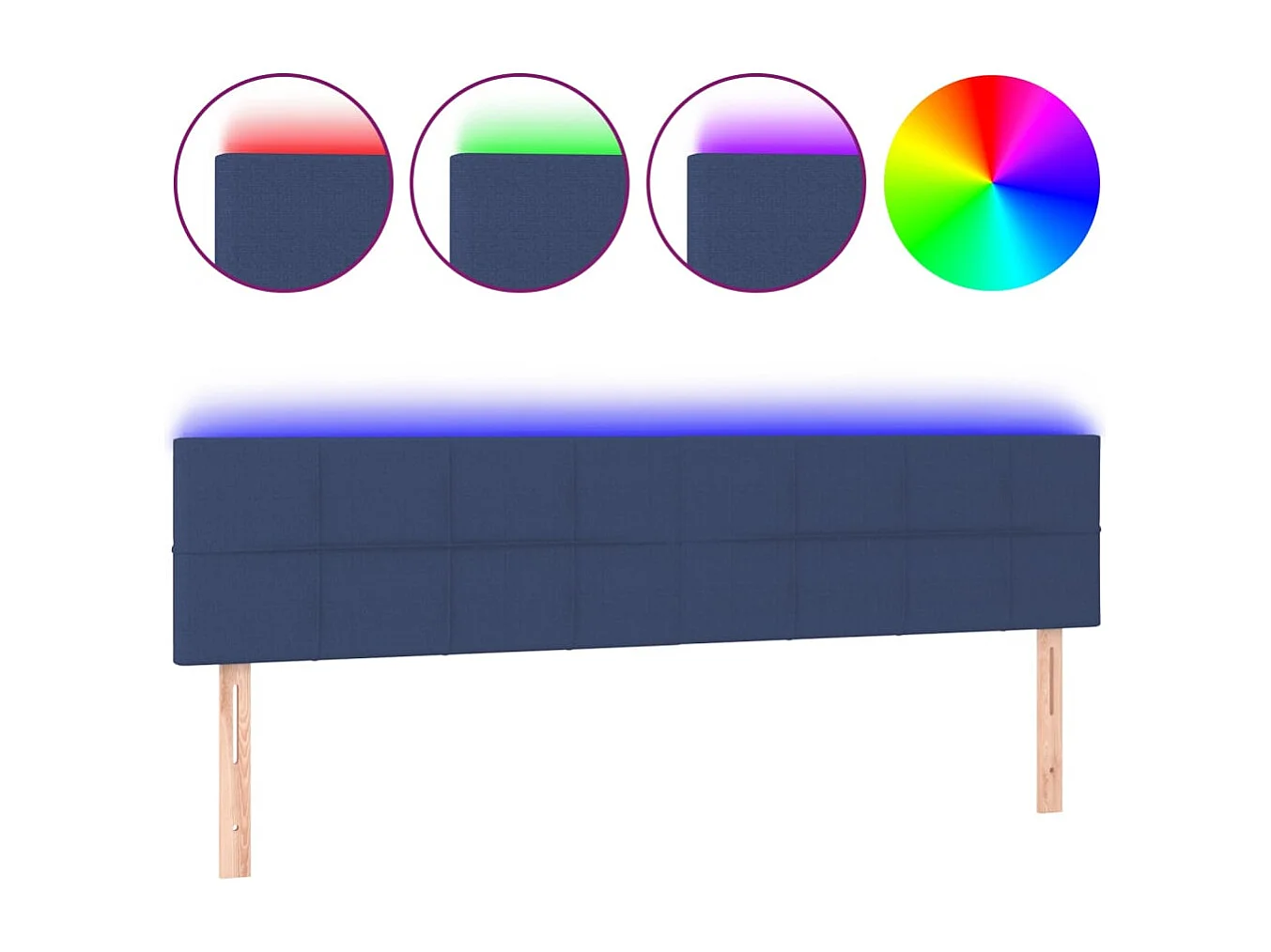 Hoofdbord | Hoofdeinde LED 180x5x78/88 cm stof blauw