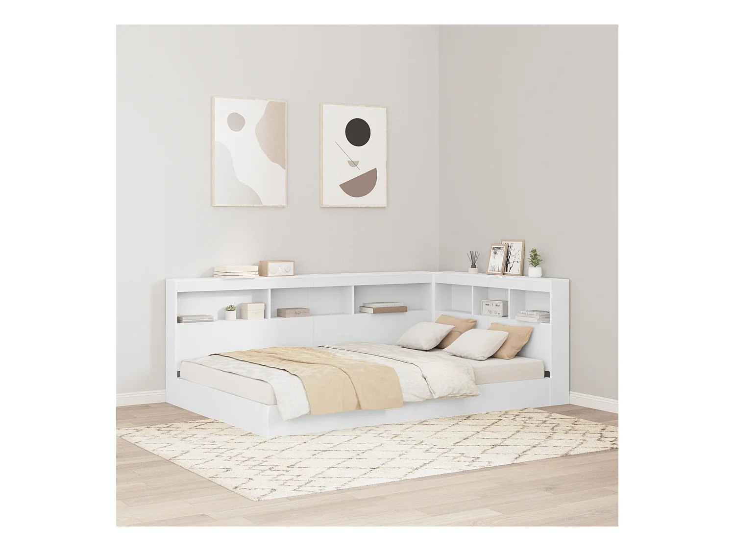 Tête de Lit de rangement | Panneau de tête pour lit Blanc 120 cm Bois d'ingénierie