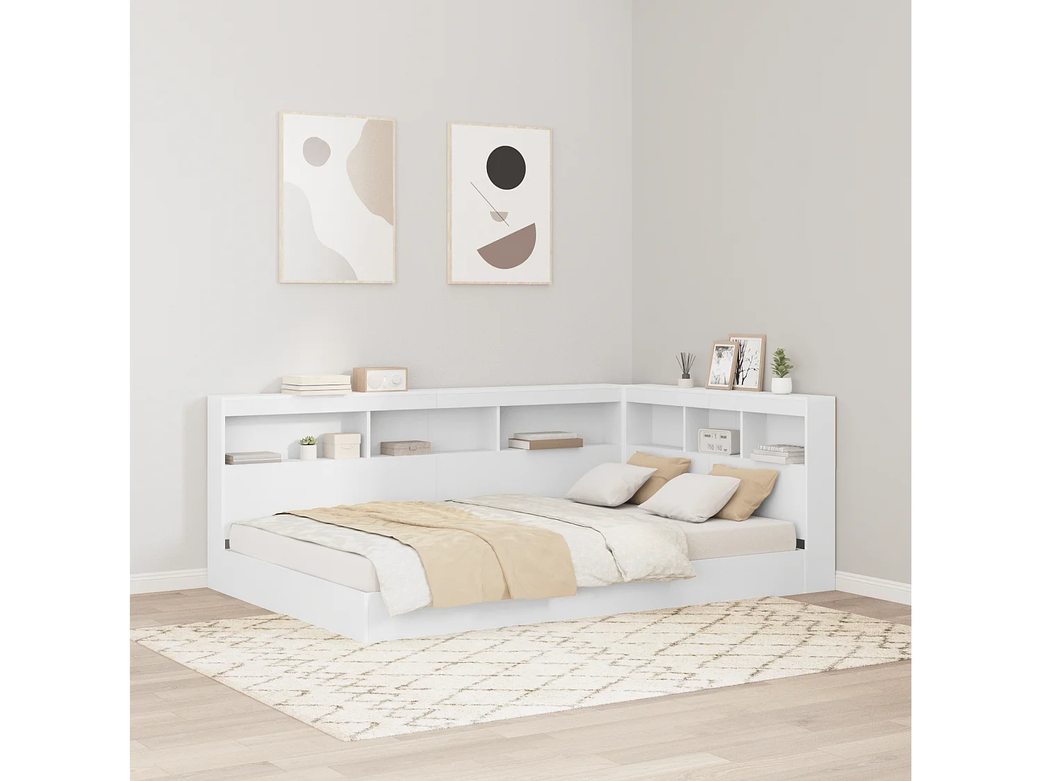 Tête de Lit de rangement | Panneau de tête pour lit Blanc 120 cm Bois d'ingénierie